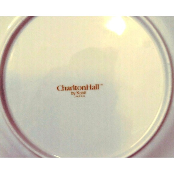 Charlton Hall Salad Plates White China Poinsettias Red Green Christmas Holiday - Picture 3 of 3